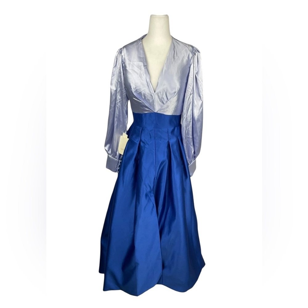 LAN TING Gown 4 Mother of The Bride Long Sleeve Blue Slit Wedding Formal Evening